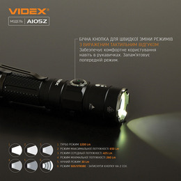 Портативний світлодіодний ліхтарик VIDEX VLF-A105Z 1200Lm 5000K. Фото 6