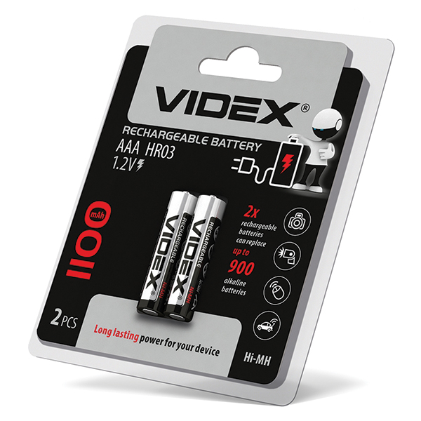 Акумулятор Videx HR03/AAA 1100mAh 1.2V 2шт/уп.