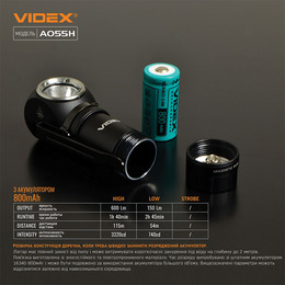 Портативний світлодіодний ліхтарик VIDEX VLF-A055H 600Lm 5700K. Фото 14