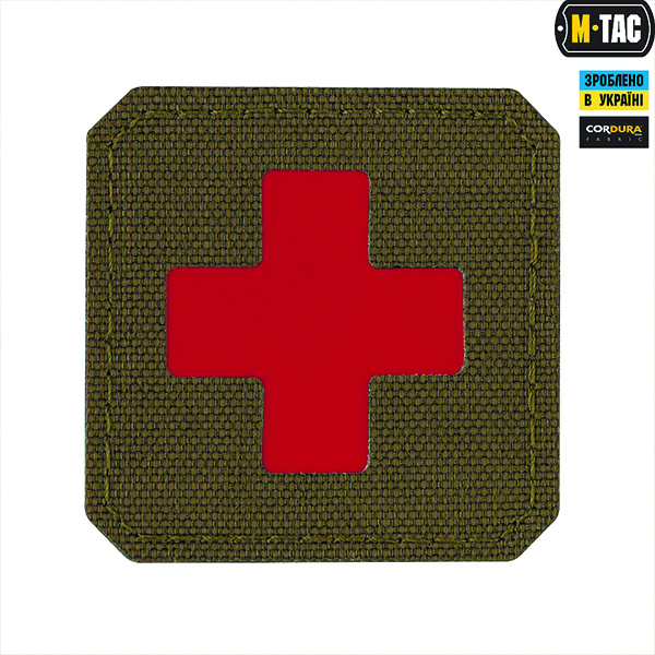 M-Tac нашивка Medic Cross Laser Cut Ranger Green/Red