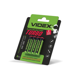 Батарейки лужні Videx LR03/AAA Turbo 1.5V  4шт/уп.