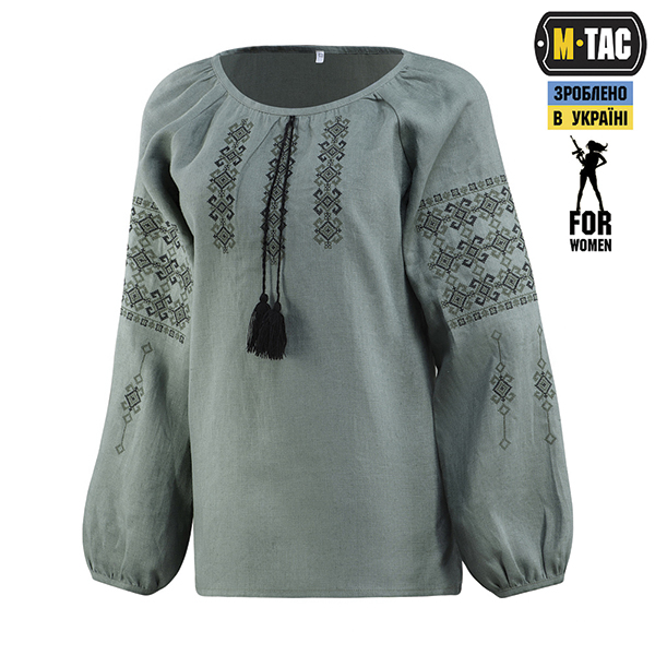 M-Tac вишиванка жіноча 100% льон сіро-зелена
