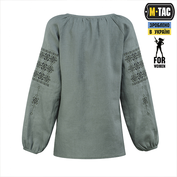 M-Tac вишиванка жіноча 100% льон сіро-зелена. Фото 4
