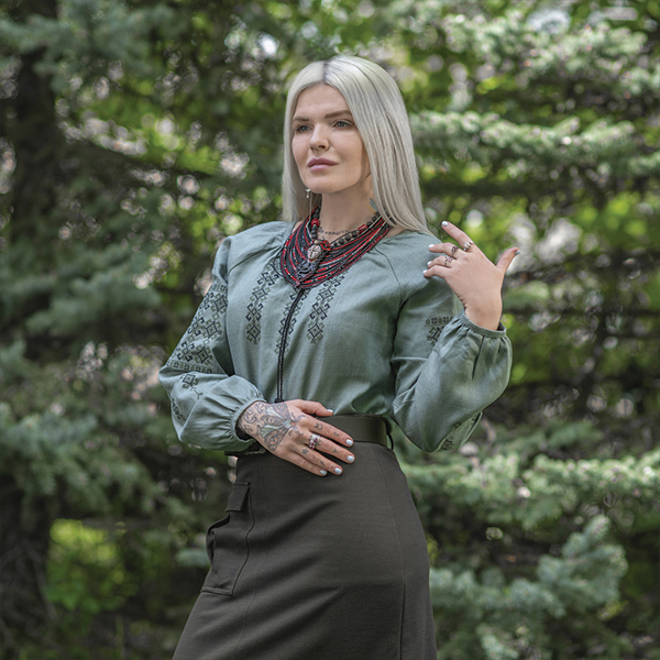 M-Tac вишиванка жіноча 100% льон сіро-зелена. Фото 7
