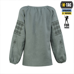M-Tac вишиванка жіноча 100% льон сіро-зелена. Фото 4