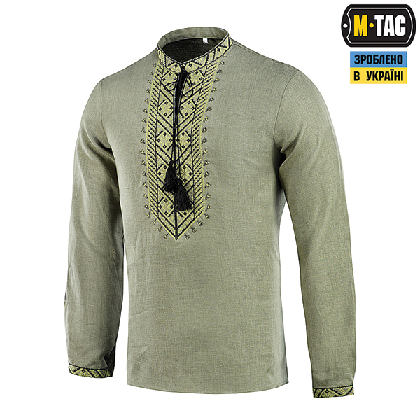 M-Tac вишиванка 100% льон олива