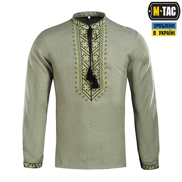 M-Tac вишиванка 100% льон олива. Фото 2