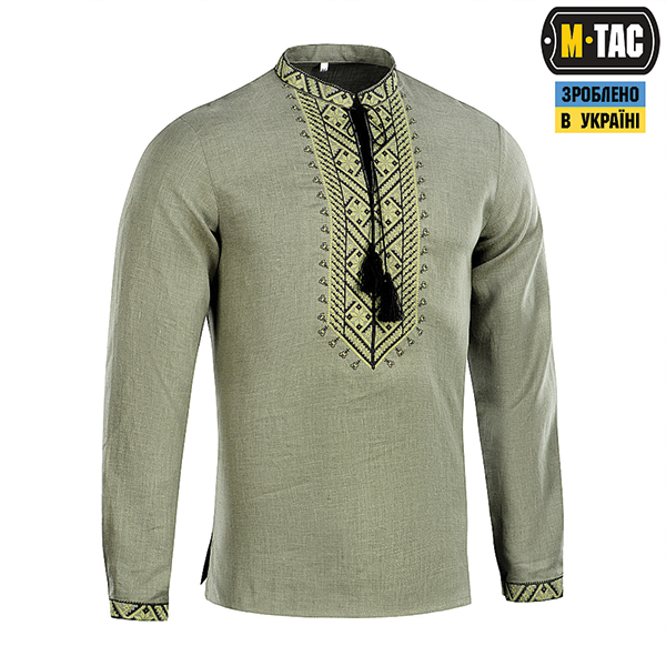 M-Tac вишиванка 100% льон олива. Фото 3
