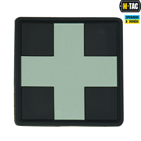 M-Tac нашивка Medic Cross Square PVC Black/Grey
