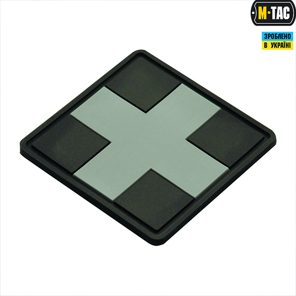 M-Tac нашивка Medic Cross Square PVC Black/Grey. Фото 2