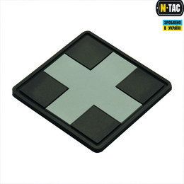 M-Tac нашивка Medic Cross Square PVC Black/Grey. Фото 2