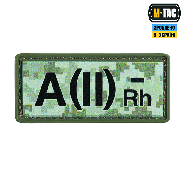 M-Tac нашивка група крові A(II) Rh(-) PVC 25х60 MM14