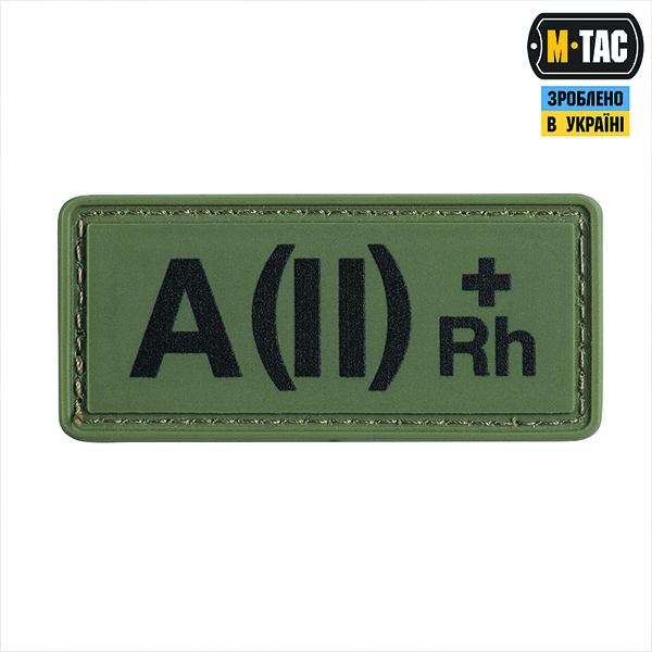 M-Tac нашивка група крові A(II) Rh(+) PVC 25х60 Olive