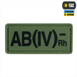 M-Tac нашивка група крові AB(IV) Rh(-) PVC 25х60 Olive