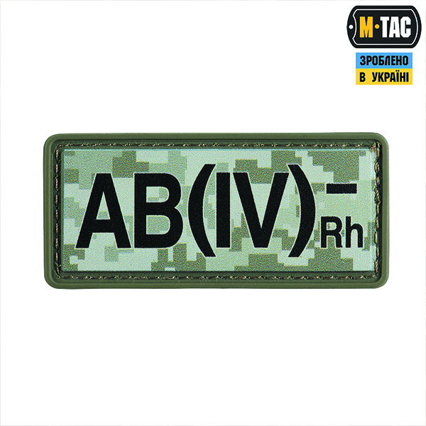 M-Tac нашивка група крові AB(IV) Rh(-) PVC 25х60 MM14