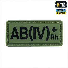 M-Tac нашивка група крові AB(IV) Rh(+) PVC 25х60 Olive