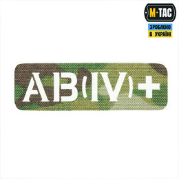 M-Tac нашивка група крові AB (IV) + наскрізна Laser Cut 25х80 Multicam