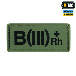 M-Tac нашивка група крові B(III) Rh(+) PVC 25х60 Olive
