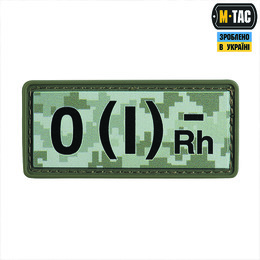 M-Tac нашивка група крові O(I) Rh(-) PVC 25х60 MM14