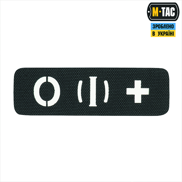 M-Tac нашивка група крові O (I) + наскрізна Laser Cut 25х80 Black