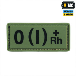 M-Tac нашивка група крові O(I) Rh(+) PVC 25х60 Olive