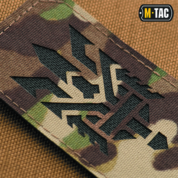 M-Tac нашивка Тризуб (стилізація) Laser Cut вертикальна Multicam/Black. Фото 2