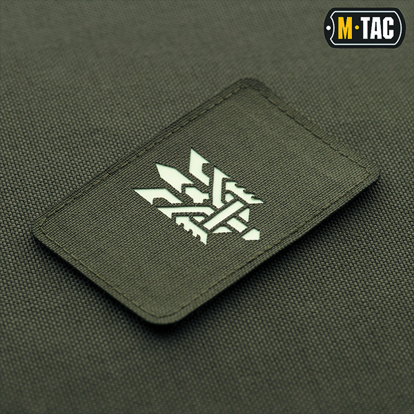M-Tac нашивка Тризуб (стилізація) Laser Cut горизонтальна Ranger Green/GID. Фото 2
