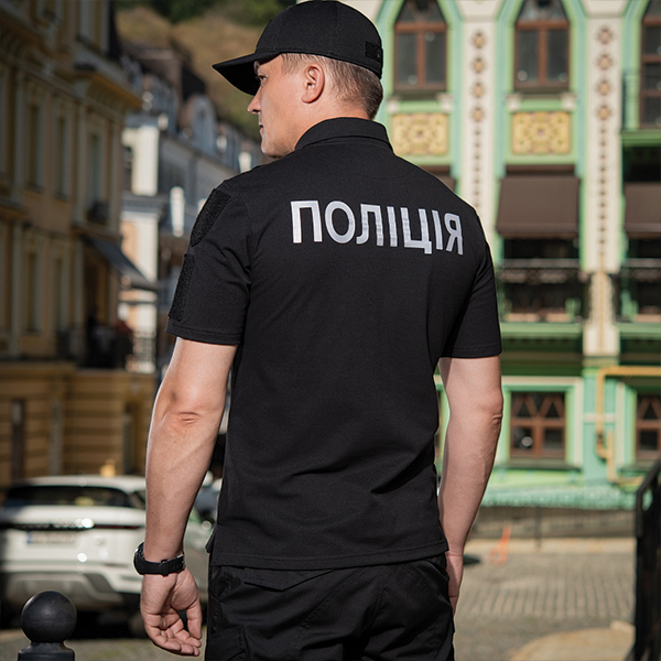 M-Tac поло Поліція з світловідбивним написом та нашивкою 65/35 Black. Фото 6