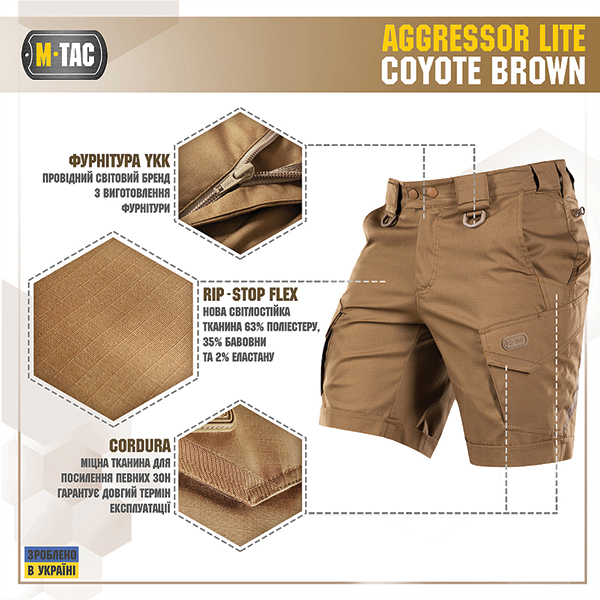M-Tac шорти Aggressor Short Coyote Brown. Фото 4