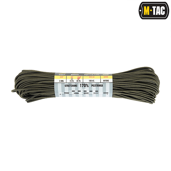 M-Tac паракорд Shock-Cord 3 mm OD Green 30м. Фото 2