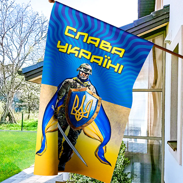Прапор України 68х120 см Слава Україні . Фото 3
