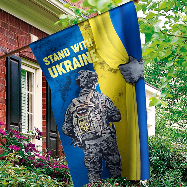 Прапор України 68х120 см Stand With Ukraine. Фото 3