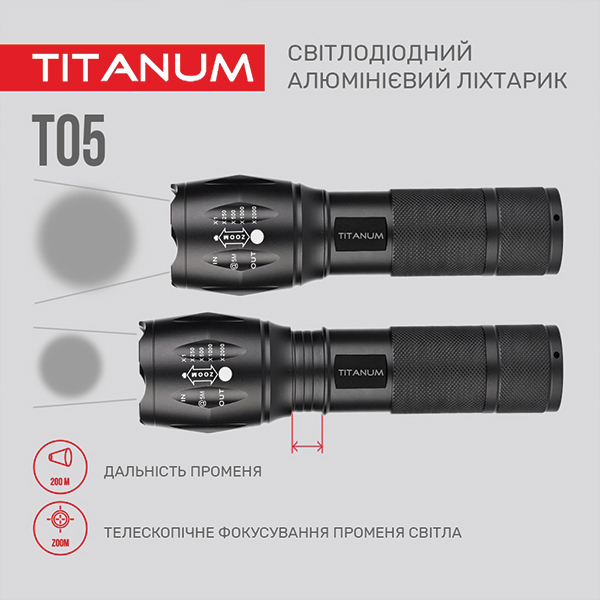 Портативний світлодіодний ліхтарик TITANUM TLF-T05 300Lm 6500K. Фото 8