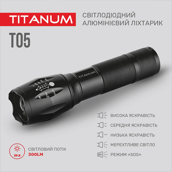 Портативний світлодіодний ліхтарик TITANUM TLF-T05 300Lm 6500K. Фото 9