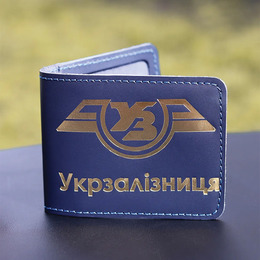 Обкладинка для посвідчення "Укрзалізниця" синя з позолотою. Фото 3