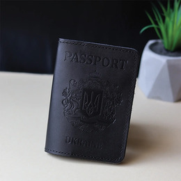 Обкладинка на паспорт "Passport+Великий герб" чорна. Фото 3