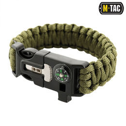 M-Tac браслет паракорд з висікачем іскор, компасом і свистком Olive