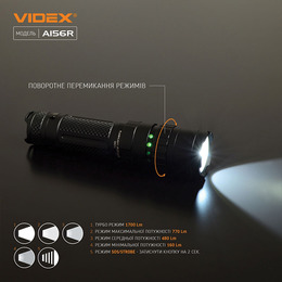 Портативний світлодіодний ліхтарик VIDEX VLF-A156R 1700Lm 6500K. Фото 10