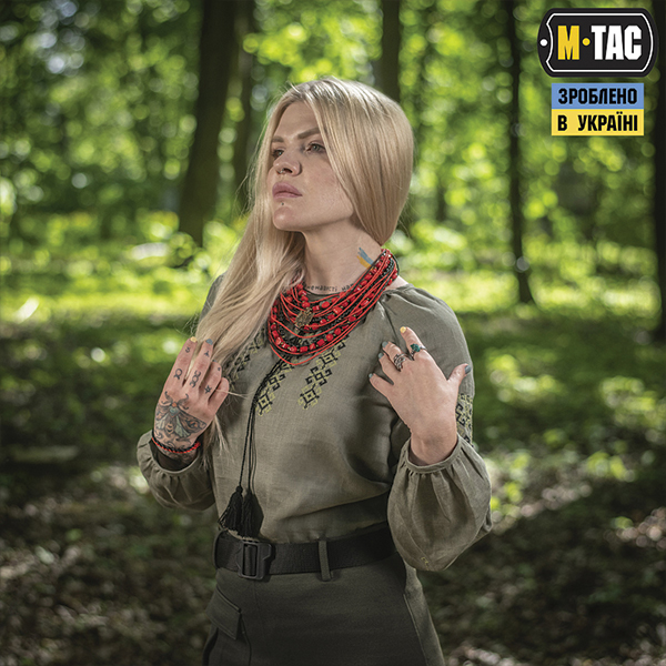 M-Tac вишиванка жіноча 100% льон олива. Фото 4