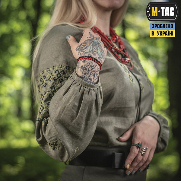 M-Tac вишиванка жіноча 100% льон олива. Фото 7