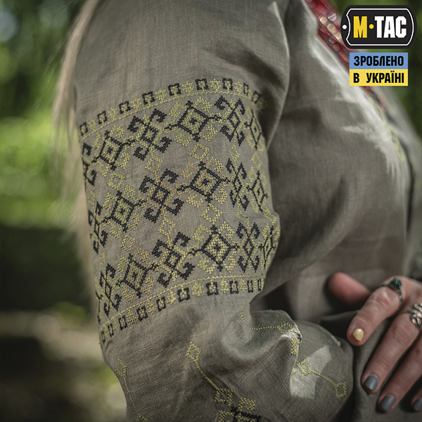 M-Tac вишиванка жіноча 100% льон олива. Фото 8