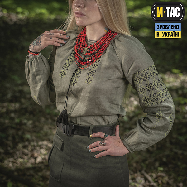 M-Tac вишиванка жіноча 100% льон олива. Фото 9