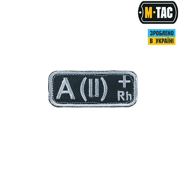 M-Tac нашивка група крові A(II) Rh+ чорно-сіра