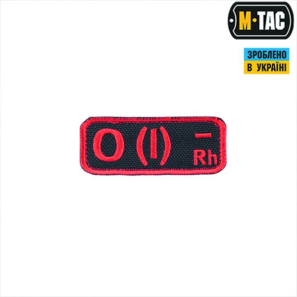 M-Tac нашивка група крові O(I) Rh- чорно-червона