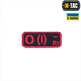 M-Tac нашивка група крові O(I) Rh- чорно-червона