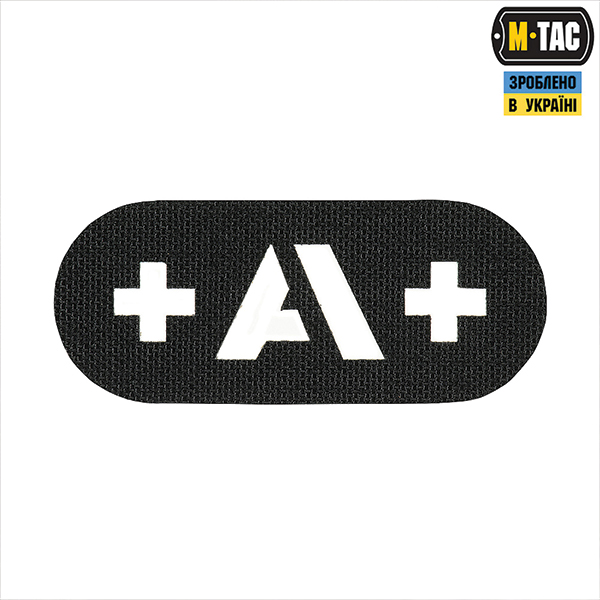 M-Tac нашивка група крові +A+ наскрізна Laser Cut Black