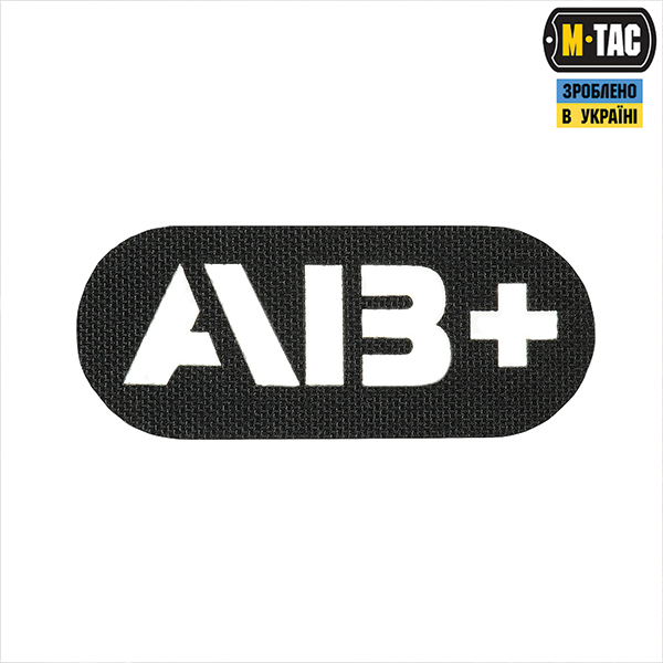 M-Tac нашивка група крові AB+ наскрізна Laser Cut Black