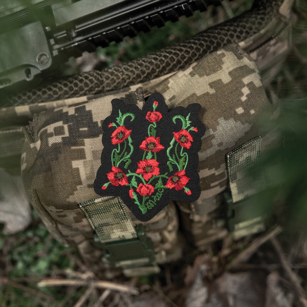 M-Tac нашивка Тризуб Червоний мак (вишивка) Black. Фото 2