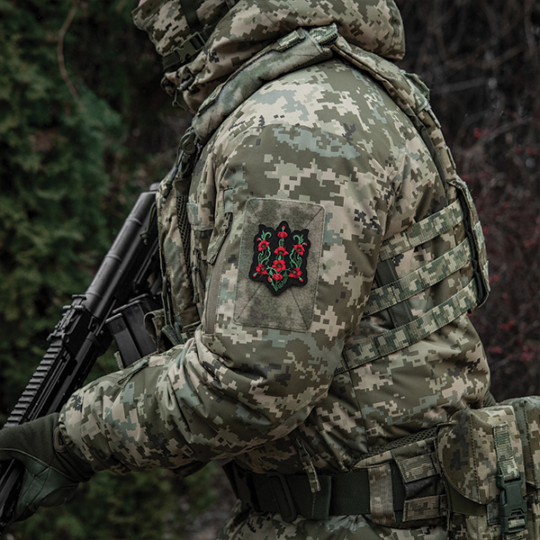 M-Tac нашивка Тризуб Червоний мак (вишивка) Black. Фото 3