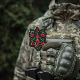 M-Tac нашивка Тризуб Червоний мак (вишивка) Black. Фото 4